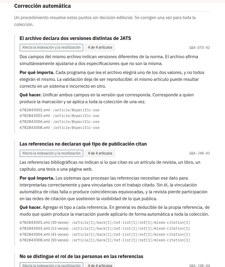 Informe del auditor mostrando resultados