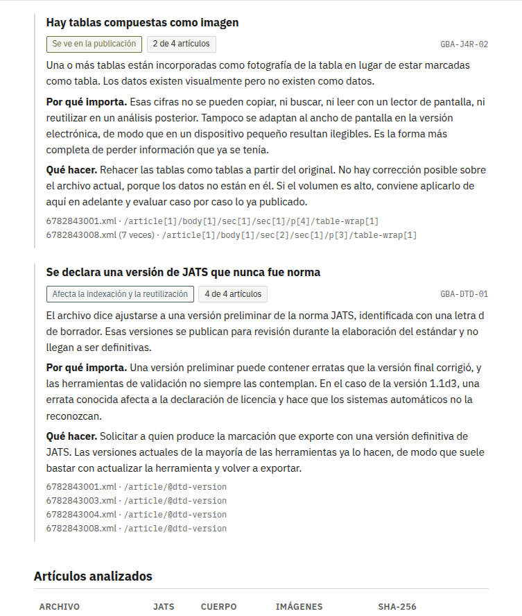 Informe del auditor mostrando resultados